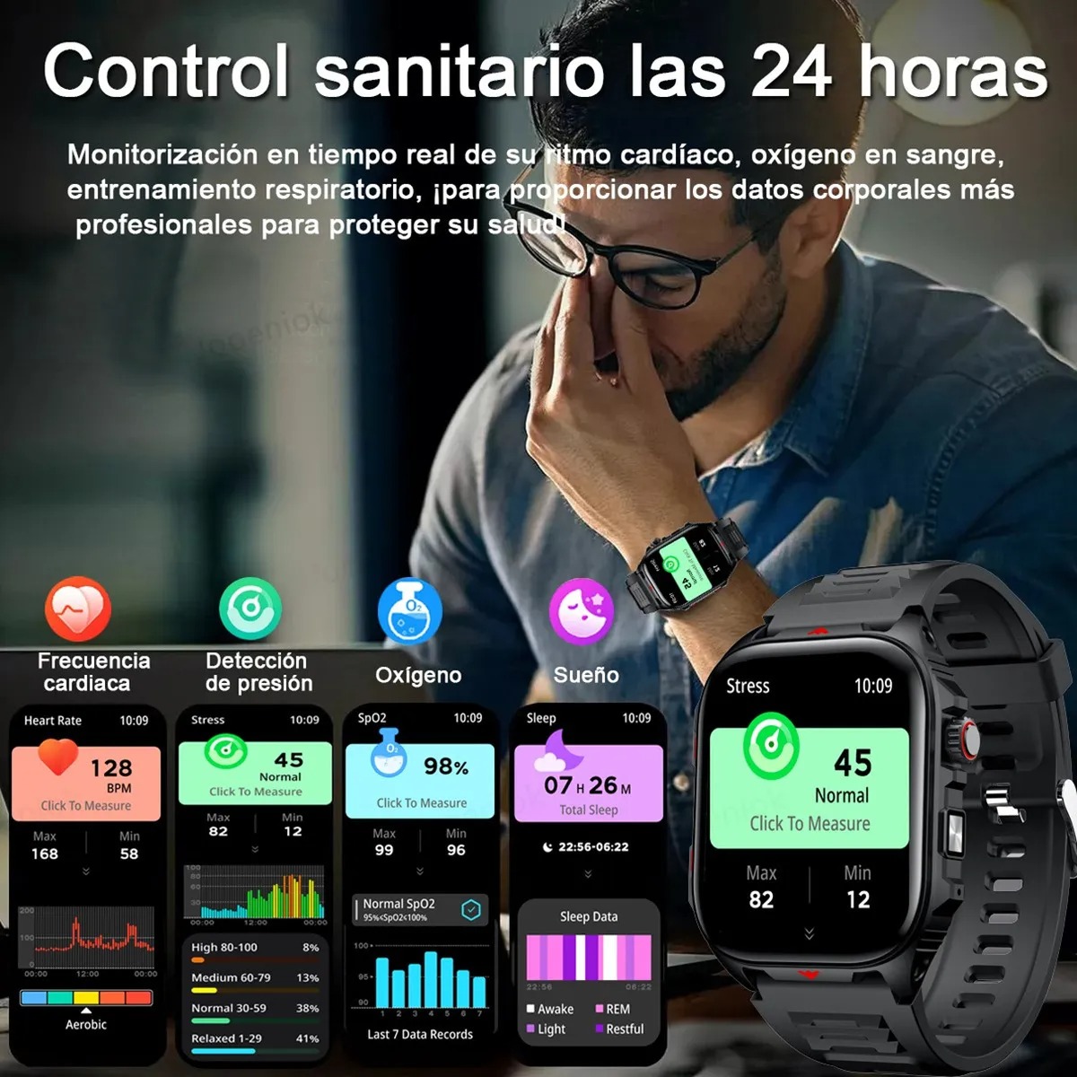 Reloj Inteligente para Hombre Deportivo Smartwatch Impermeable 2.01'' Llamada Bluetooth Jooeniok