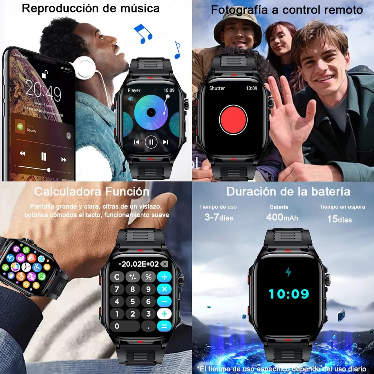 Reloj Inteligente para Hombre Deportivo Smartwatch Impermeable 2.01'' Llamada Bluetooth Jooeniok
