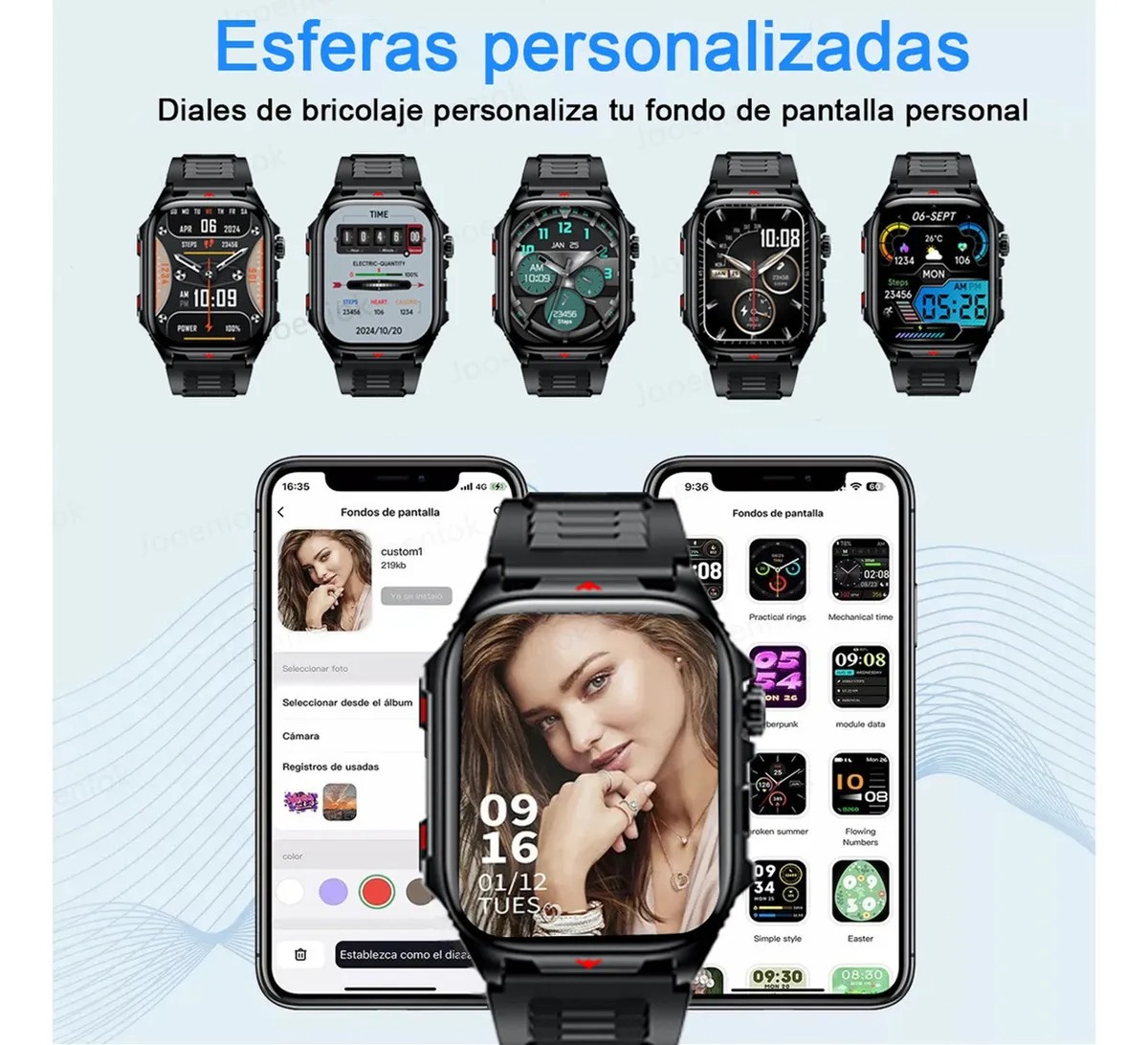 Reloj Inteligente para Hombre Deportivo Smartwatch Impermeable 2.01'' Llamada Bluetooth Jooeniok