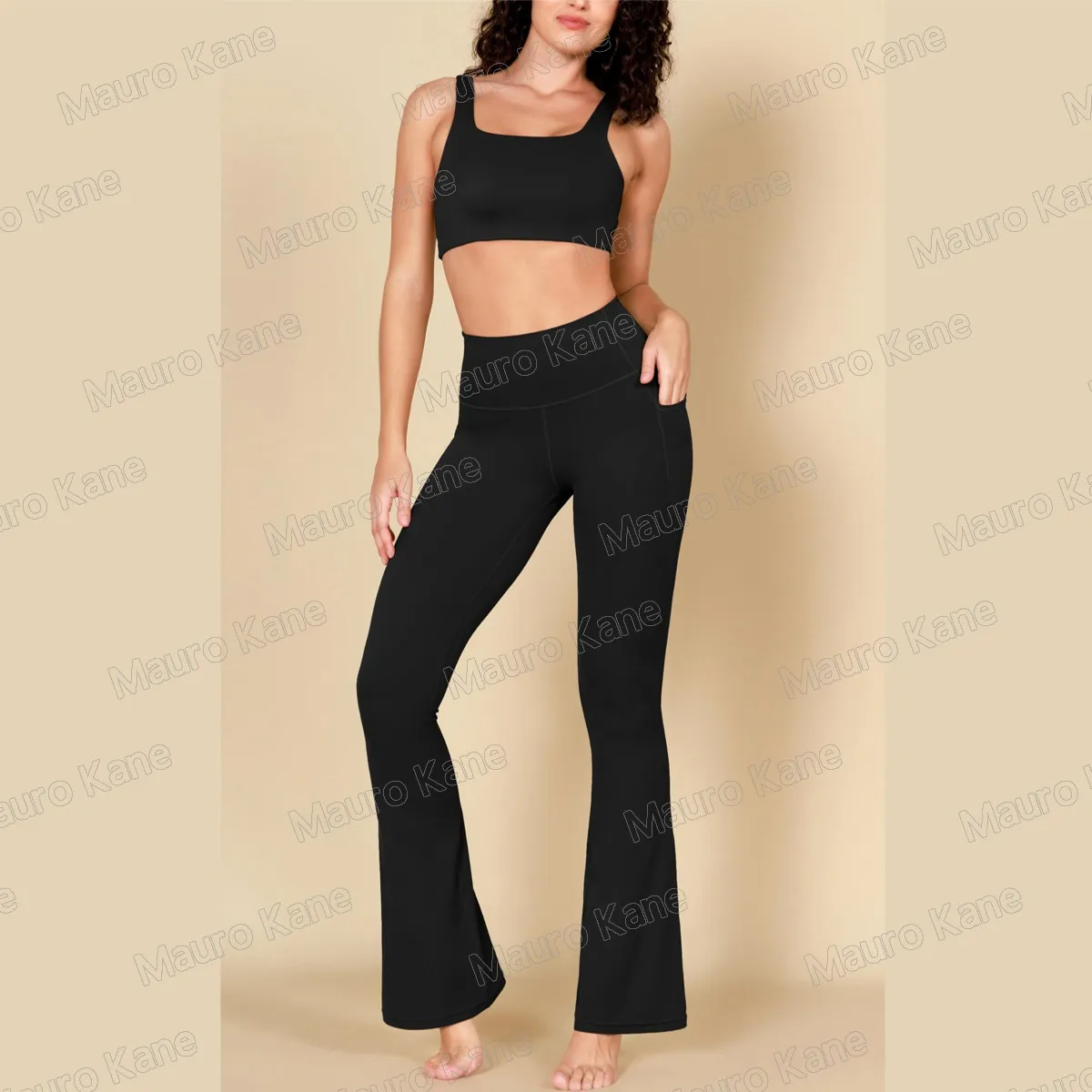 Leggings Deportivos Con Bolsillo Pantalones De Pierna Ancha