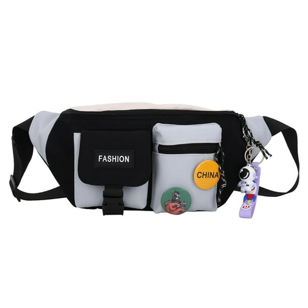 Cangurera Mujer Hombre Riñonera Bandolera Moda Multicolor NEGRO