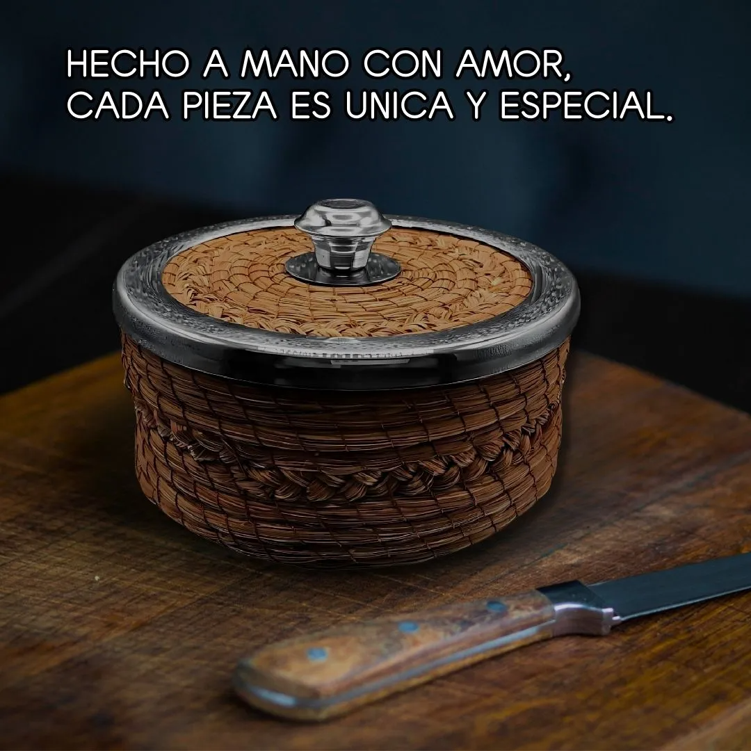 Tortillero De Ocoxal Y Acero Hecho A Mano Gaero Shop Color Marrón