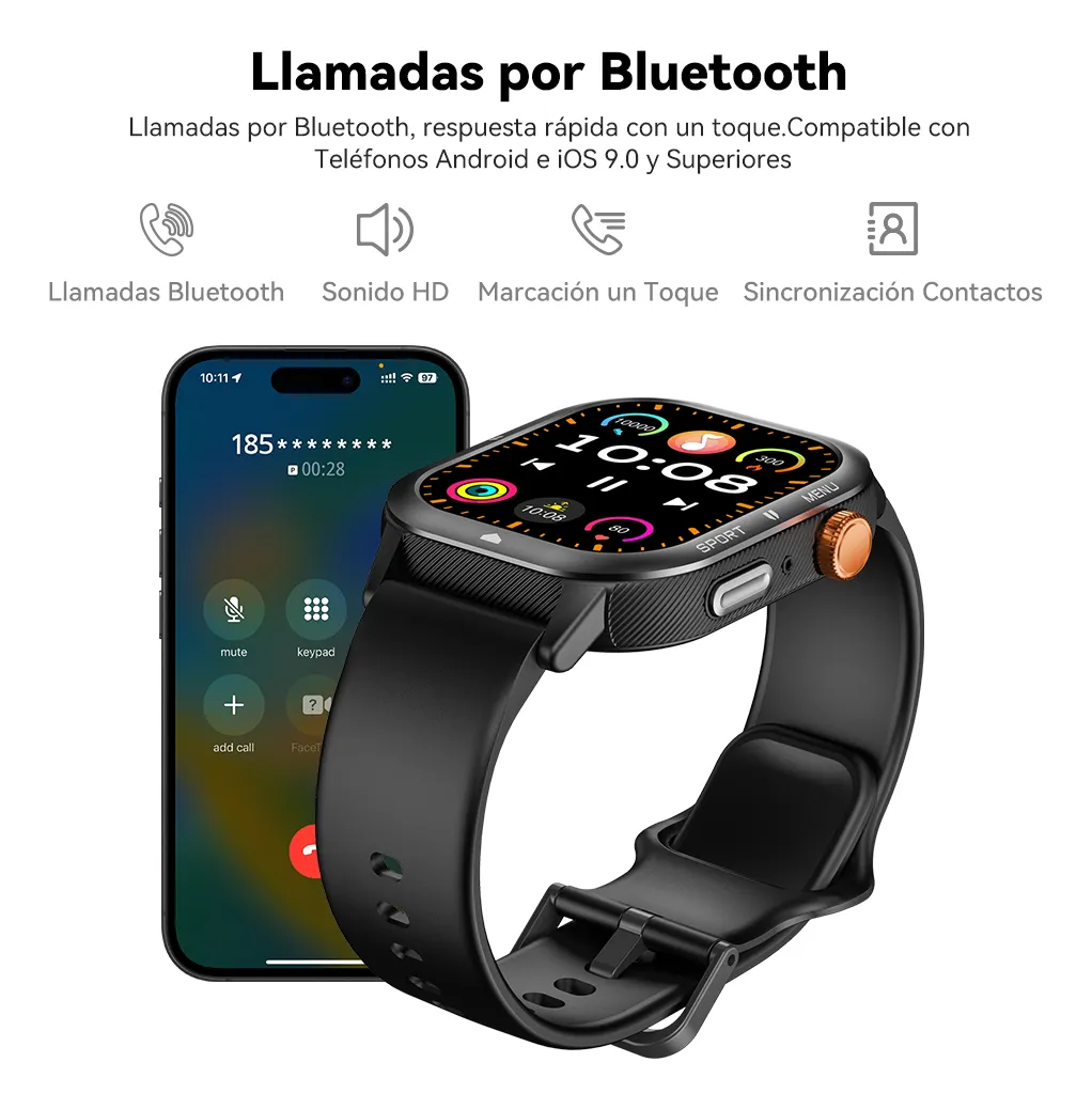Smartwatch Reloj Inteligente Cubot U1 Bluetooth Llamadas 1.95'' Negro