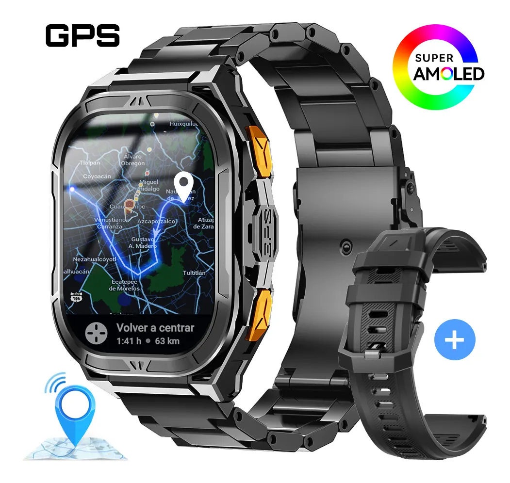 Cubot Smartwatch Reloj Inteligente Gt3 Gps Llamada Impermeable 50m 1.96'' Negro