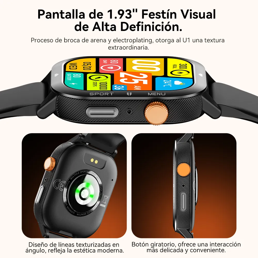 Smartwatch Reloj Inteligente Cubot U1 Bluetooth Llamadas 1.95'' Negro