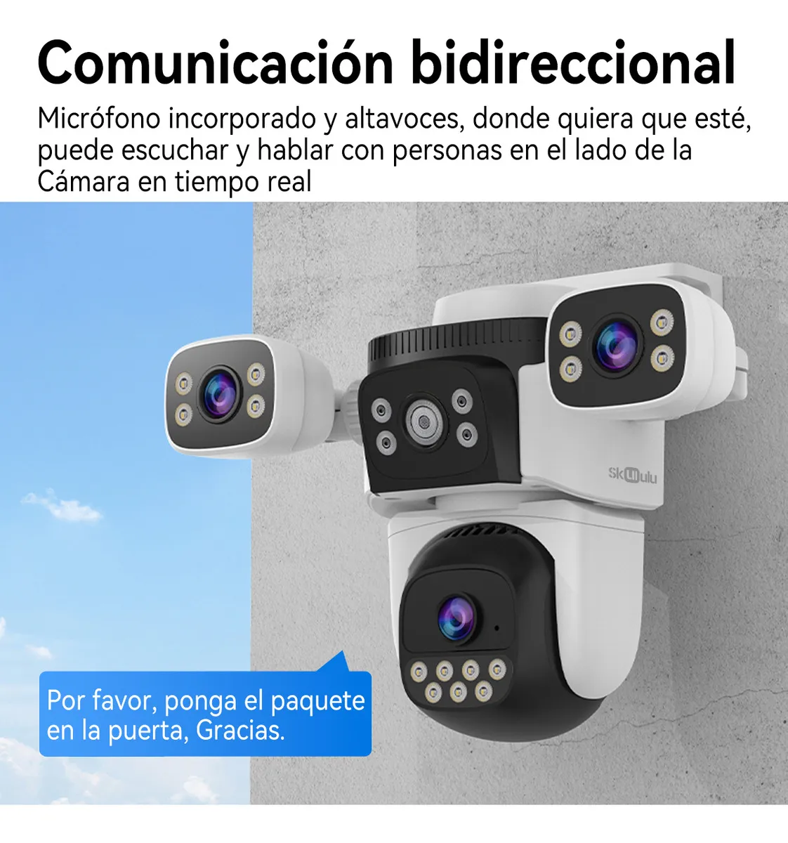 Skululu Cámara De Seguridad 18mp 4k 3 lente 3 pantalla WIFI Cámara de visión nocturna