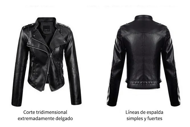 Chaqueta Rompeviento De Cuero Sintético Para Moto Para Mujer
