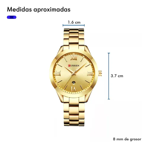 Reloj Curren Mujer Dama Análogo Contra Agua Fechador Color De La Correa Dorado