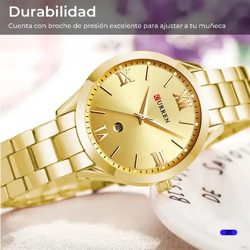 Reloj Curren Mujer Dama Análogo Contra Agua Fechador Color De La Correa Dorado
