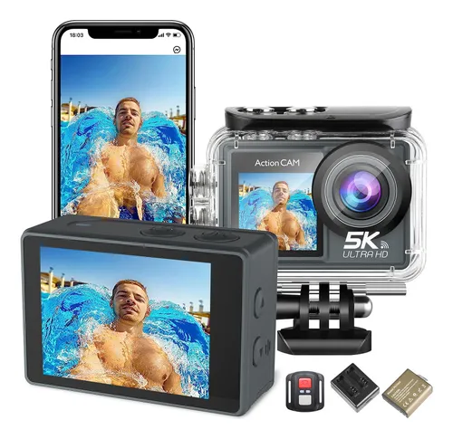 Cámara Deportiva 5k 50mp Videocámara Sumergible Zuszox, Cámara De Acción Con Pantallas Duales,
