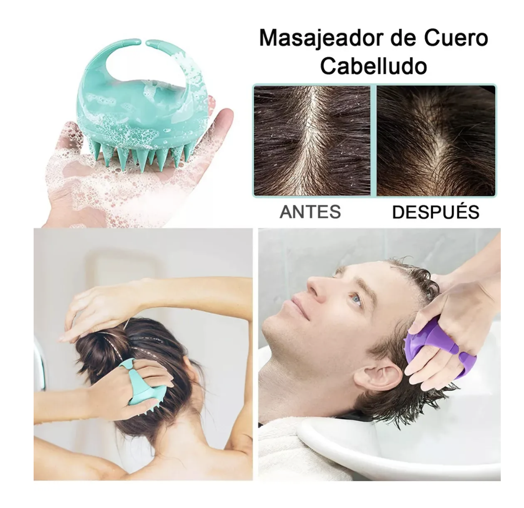 Cepillo Peine Para Cabello Mujeres Ducha Masajeador Cuero VERDE