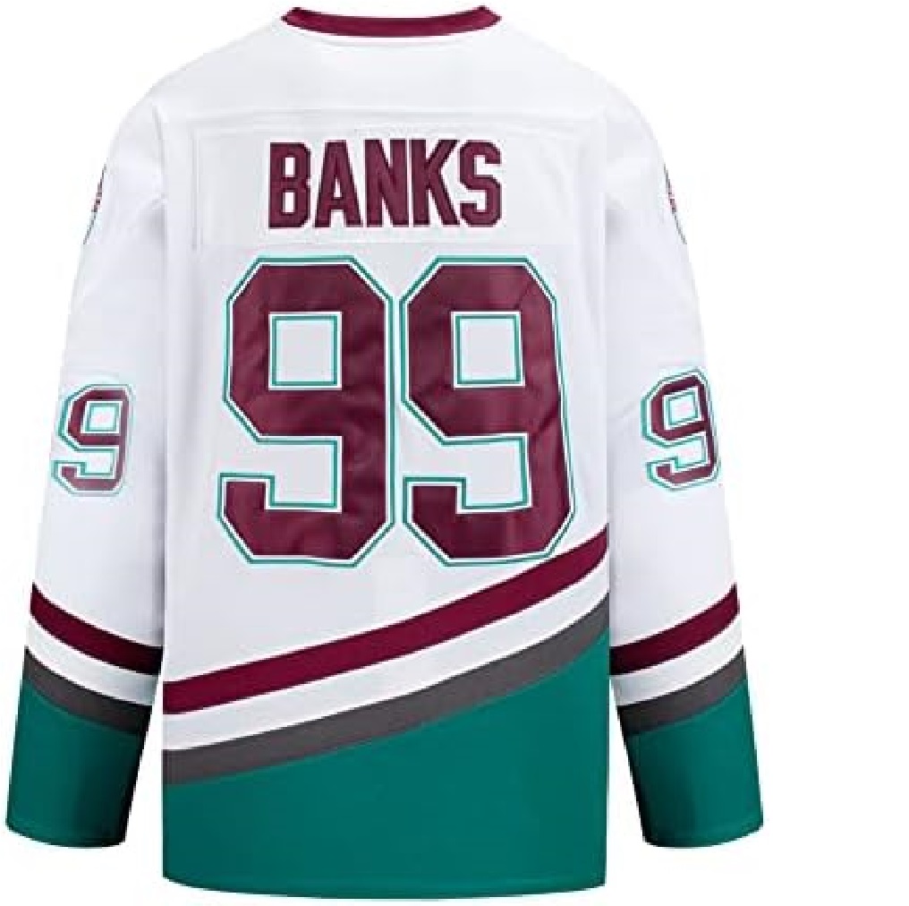 Jersey Hockey Mighty Ducks Patos Banks 99 Bordado Blanco