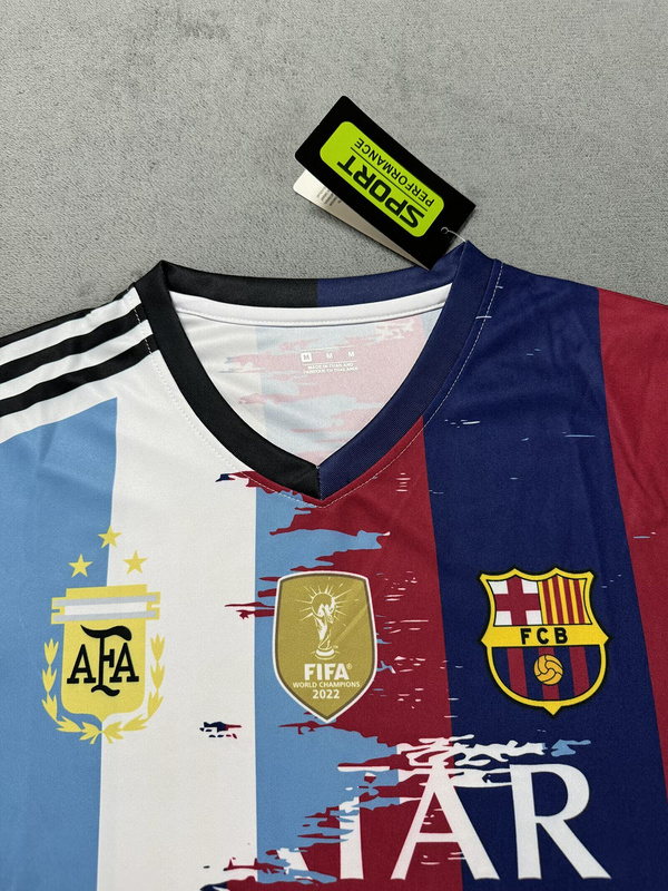 Jersey Playera Edicion Especial Barca Albiceleste Mitad y Mitad Leo 10  Talla  M