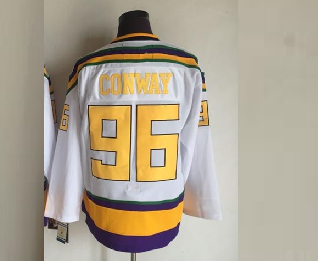 Jersey Hockey Mighty Ducks Charlie Conway 96 Patos Bordado Retro Blanco  Talla  XXL