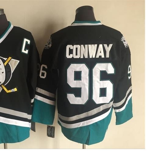 Jersey Hockey Mighty Ducks Charlie Conway 96 Patos Bordado Negro  Talla  XL