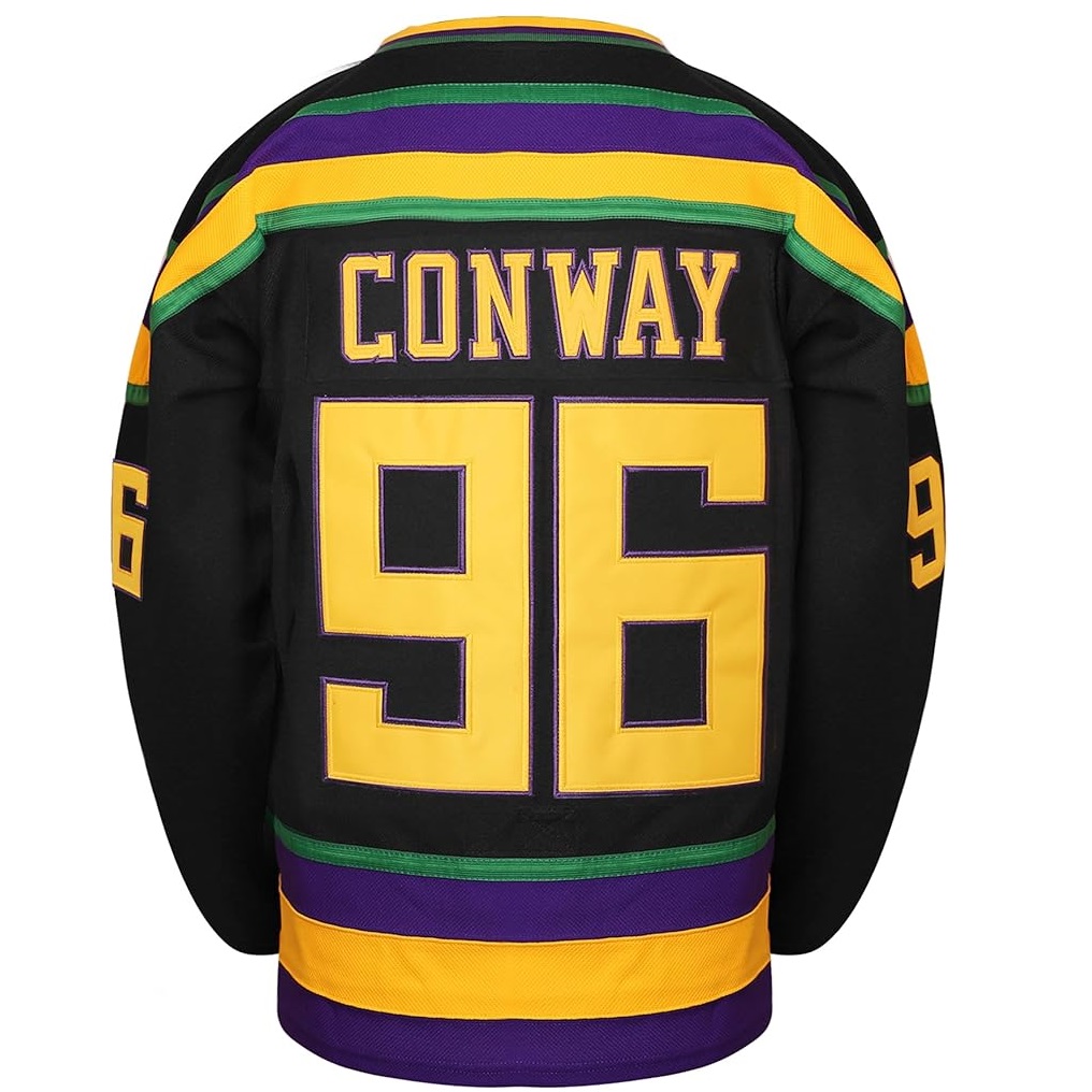 Jersey Hockey Mighty Ducks Charlie Conway 96 Patos Bordado Retro Negro  Talla  M