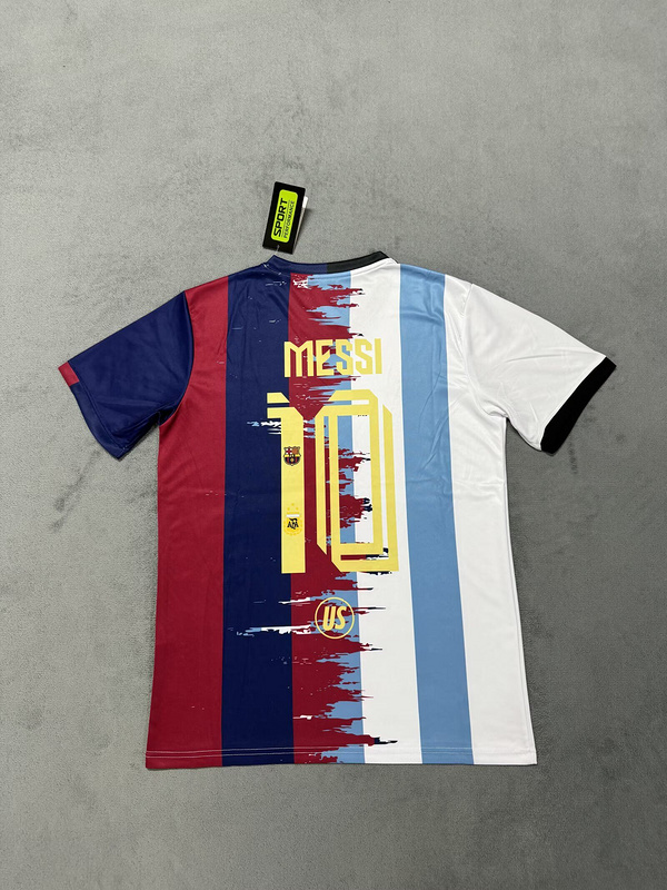Jersey Playera Edicion Especial Barca Albiceleste Mitad y Mitad Leo 10  Talla  M