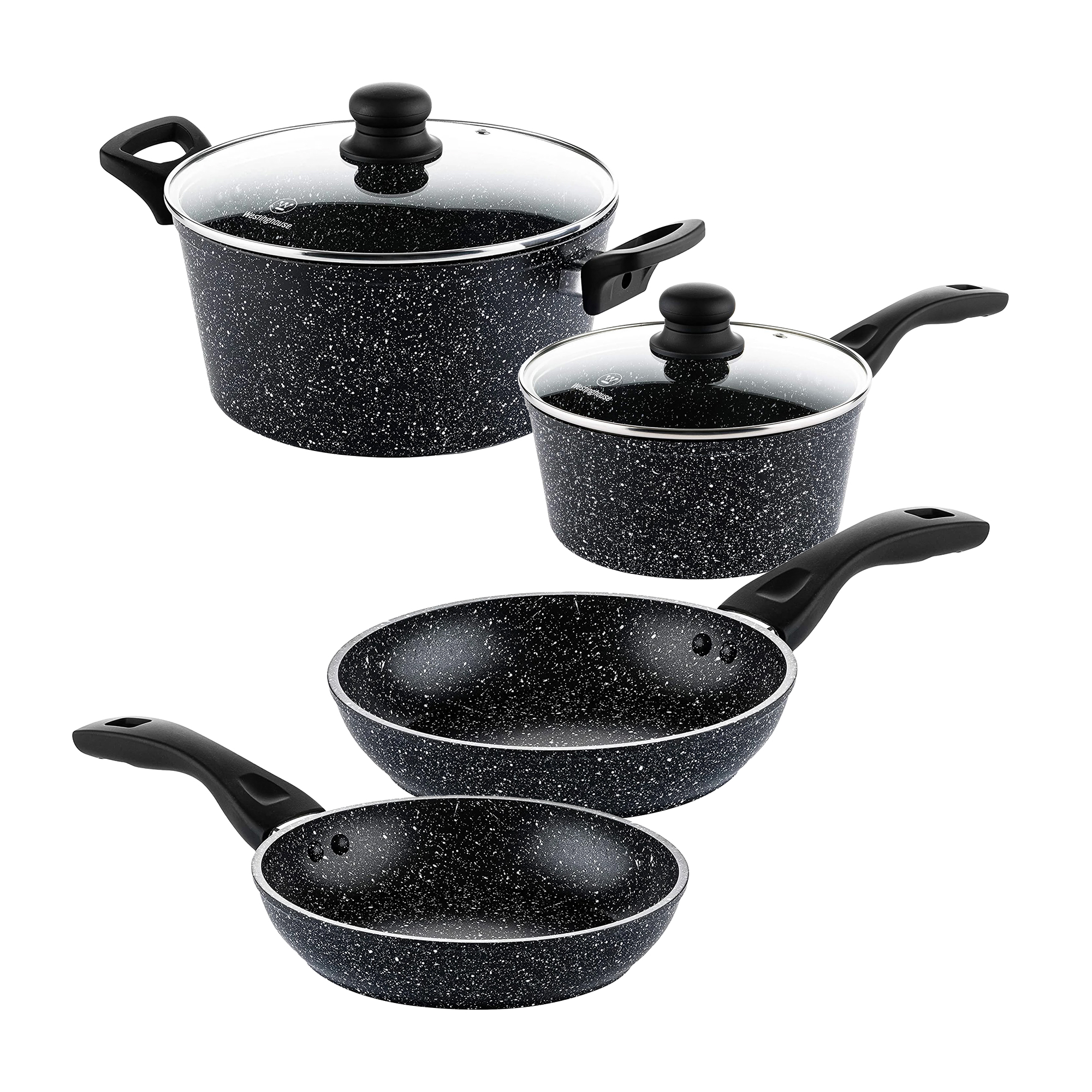 Westinghouse Batería de Cocina Antiadherente de Mármol Negro (6 piezas) (WCCS000906BMBB)