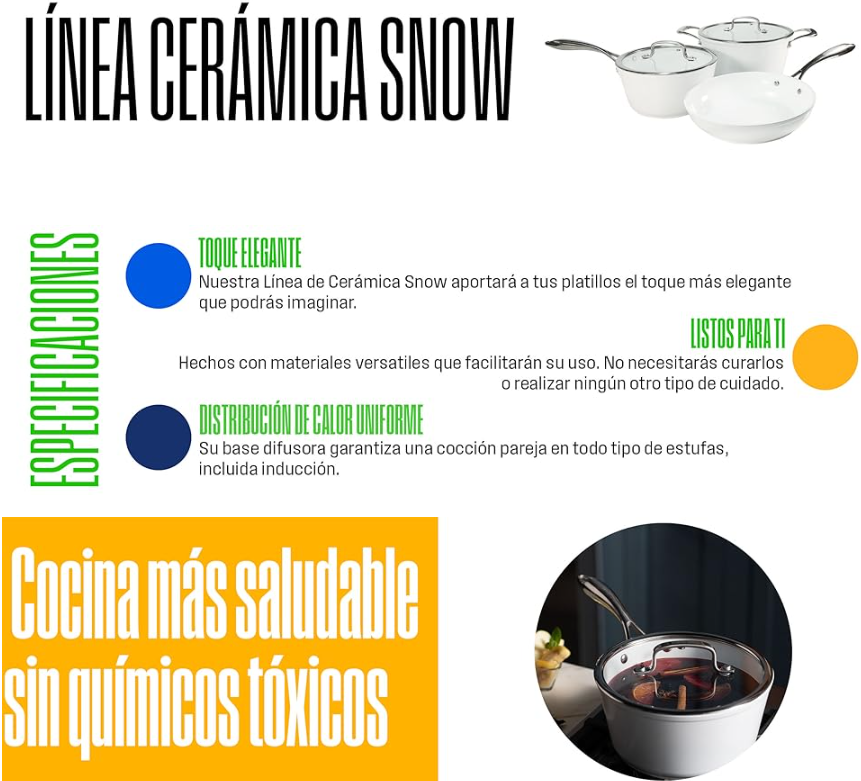 Westinghouse Olla Antiadherente de Cerámica Snow 16 cm / 1.2 L (WCSP204416)