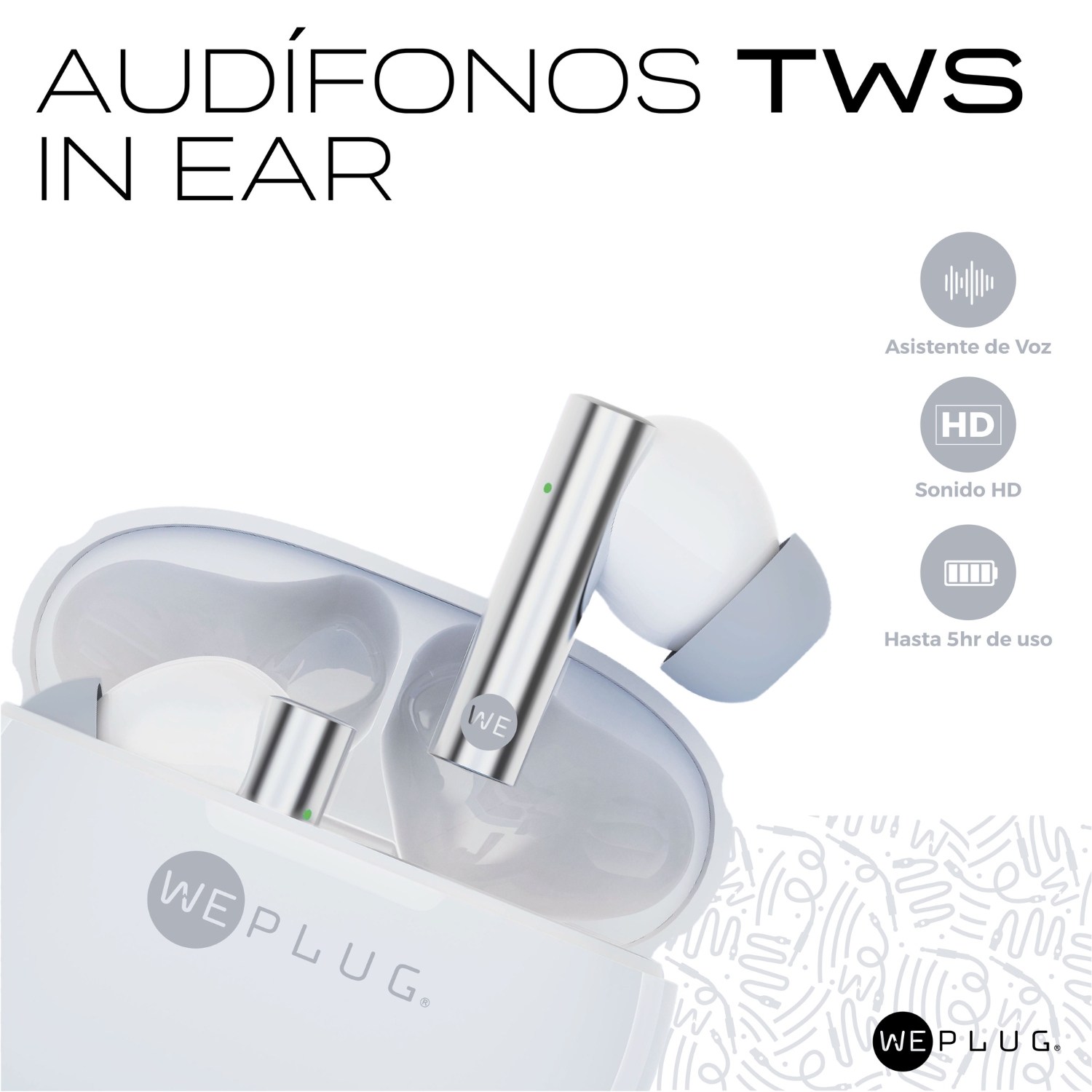 Audífonos Inalámbricos WePlug TWS In Ear Batería 5h, USB‑C