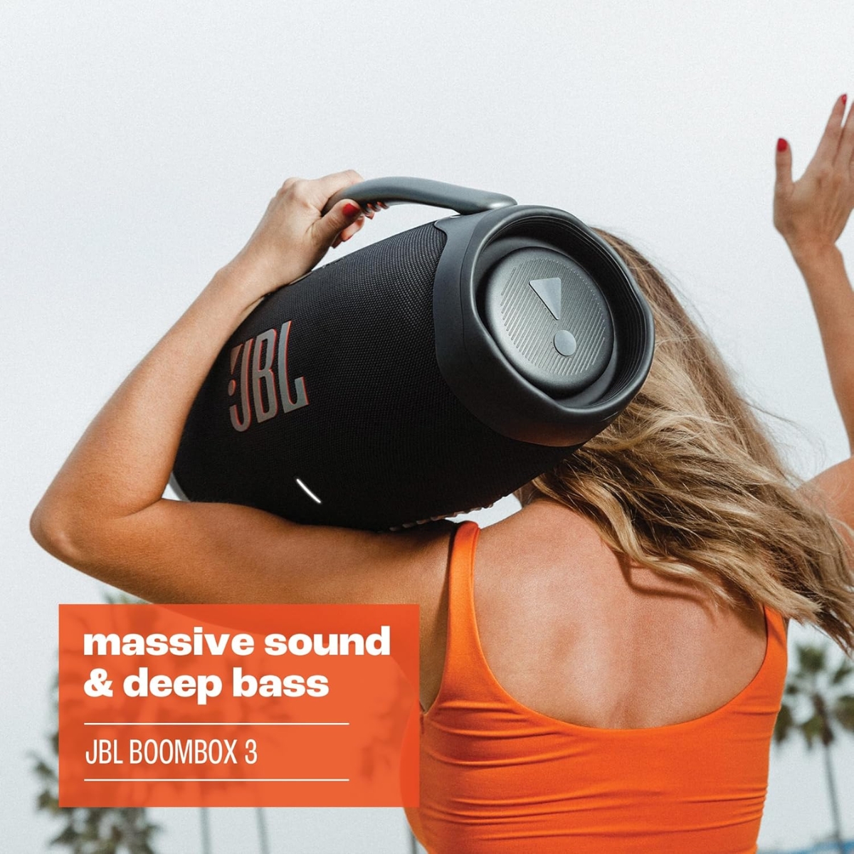 JBL Boombox 3 Verde - Bocina Bluetooth, 24 Horas de reproducción, Resistente al Agua y polvo IP65, 180W de potencia