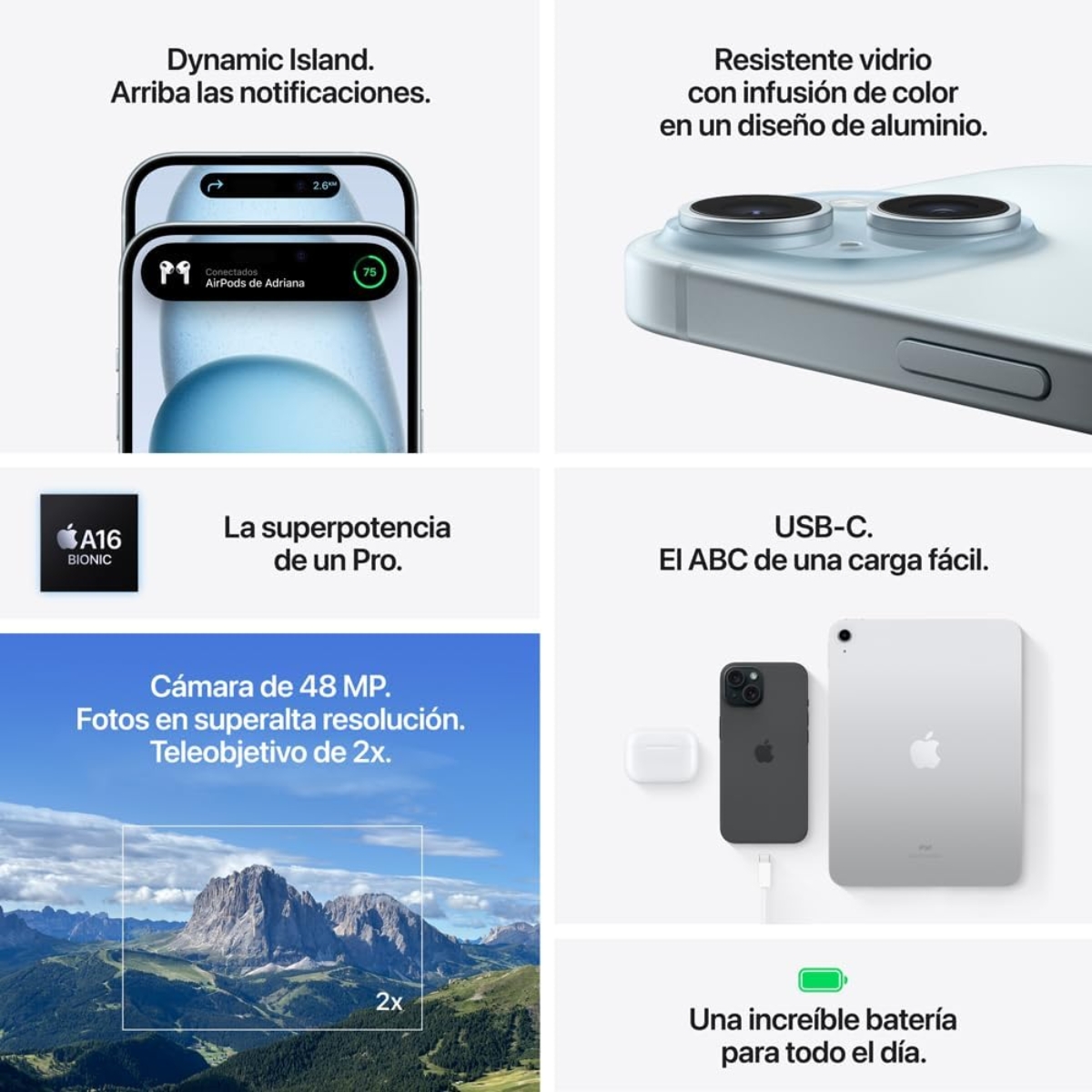 Apple iPhone 15 Plus Rosa 256GB - Super Retina XDR 6.7" (Reacondicionado)