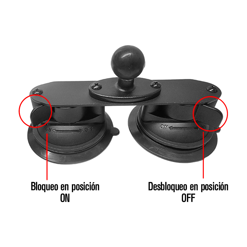  Ventosa Triple con Selfie Stick Auto Compatible Insta360 GoPro Cámaras 360