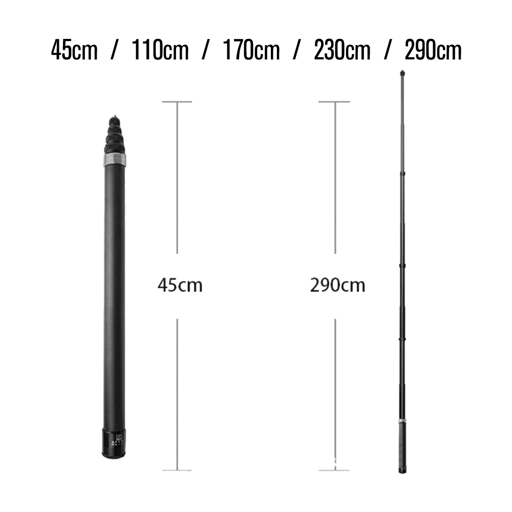 Monopod Selfie Stick 3 Metros Fibra de Carbono Invisible Compatible Insta360 GoPro MAX Cámaras 360