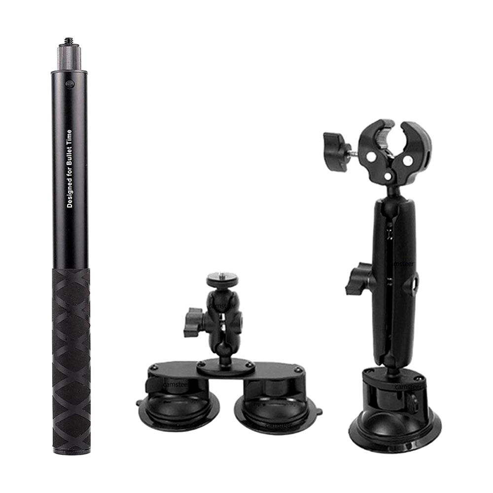  Ventosa Triple con Selfie Stick Auto Compatible Insta360 GoPro Cámaras 360
