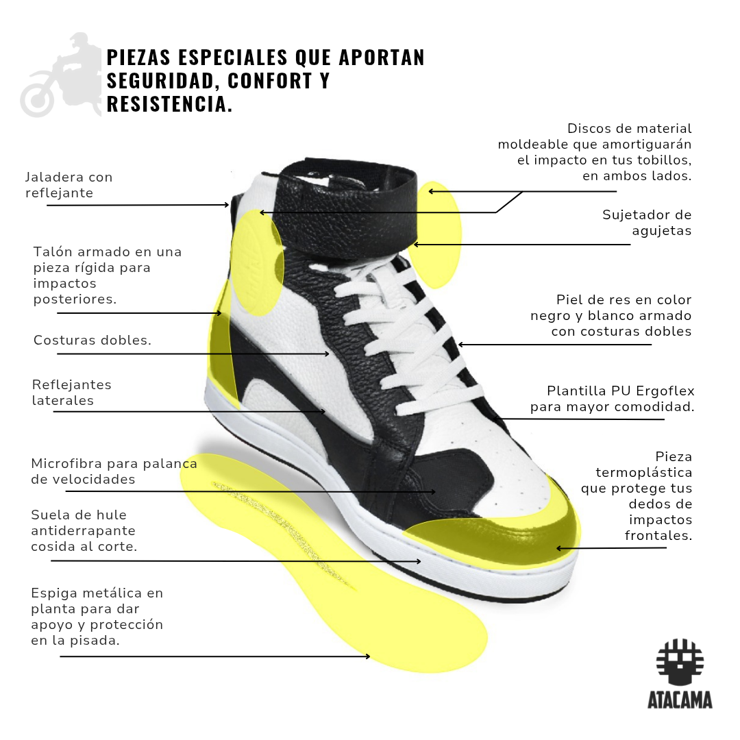 Tenis para moto Ana  Atacama protecciones para Motociclista Piel  azul 