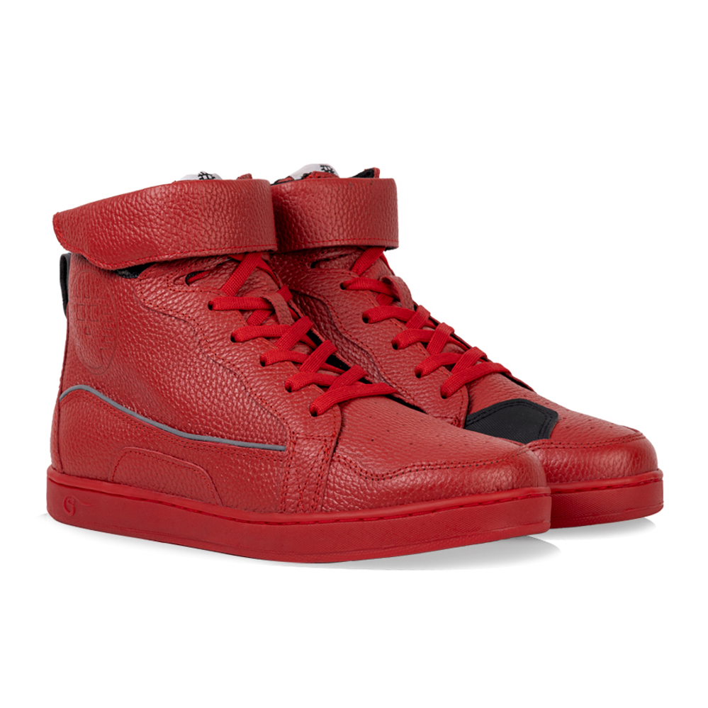 Tenis para moto Jeremy de Piel Rojo Unisex con protecciones Atacama