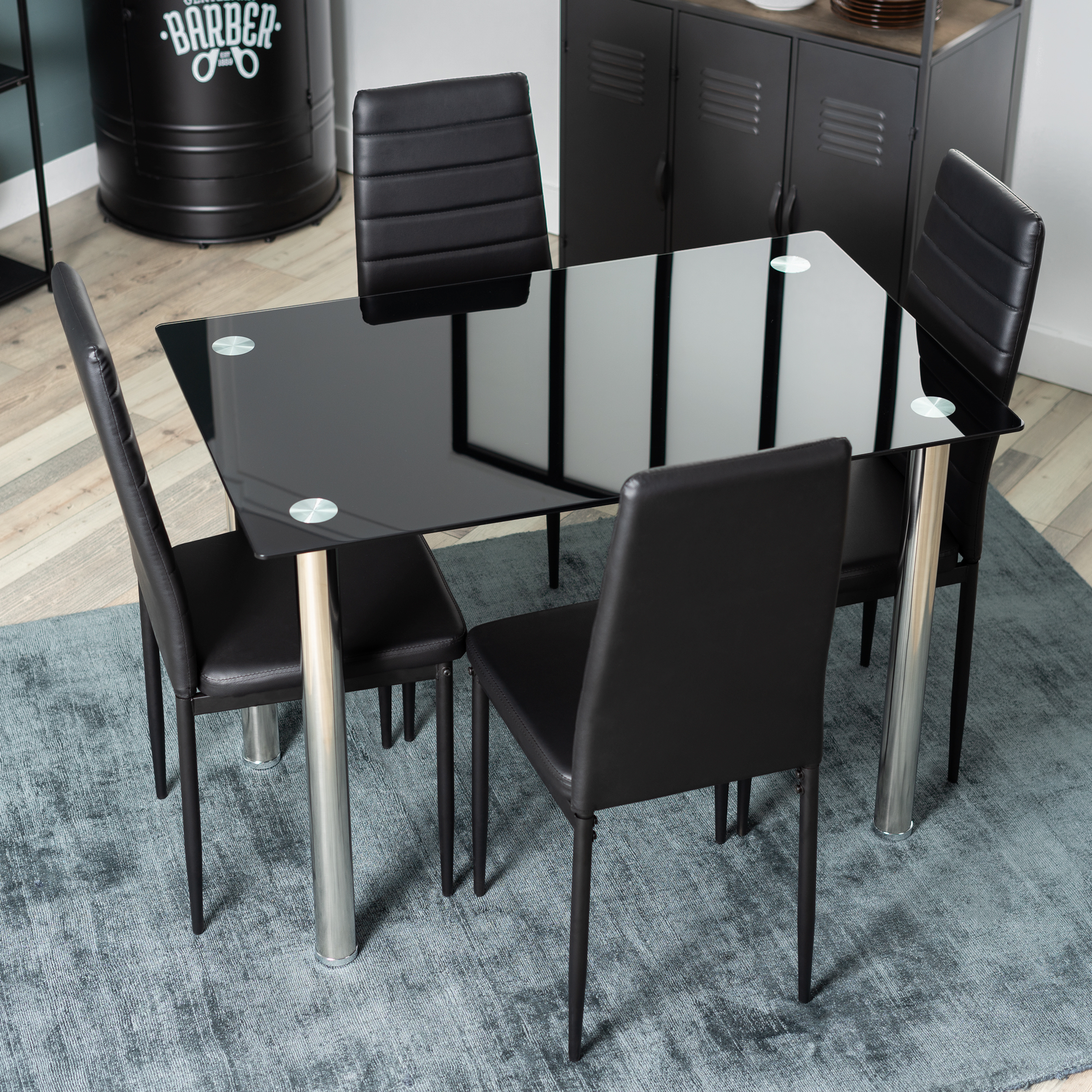 Sillas para Comedor Modernas Negro 4 Piezas