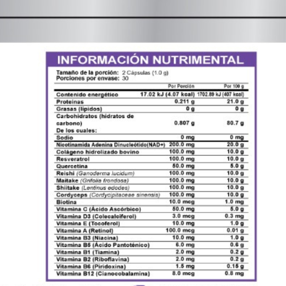Xtra Force | NAD+ con Resveratrol, Colágeno Hidrolizado, Vitaminas y Antioxidantes Naturales – 60 Cápsulas de 500mg