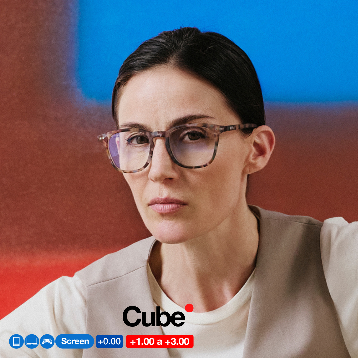 Lente con filtro de luz azul pregraduado marca B+D modelo Cube disponible con y sin graduación Unisex.