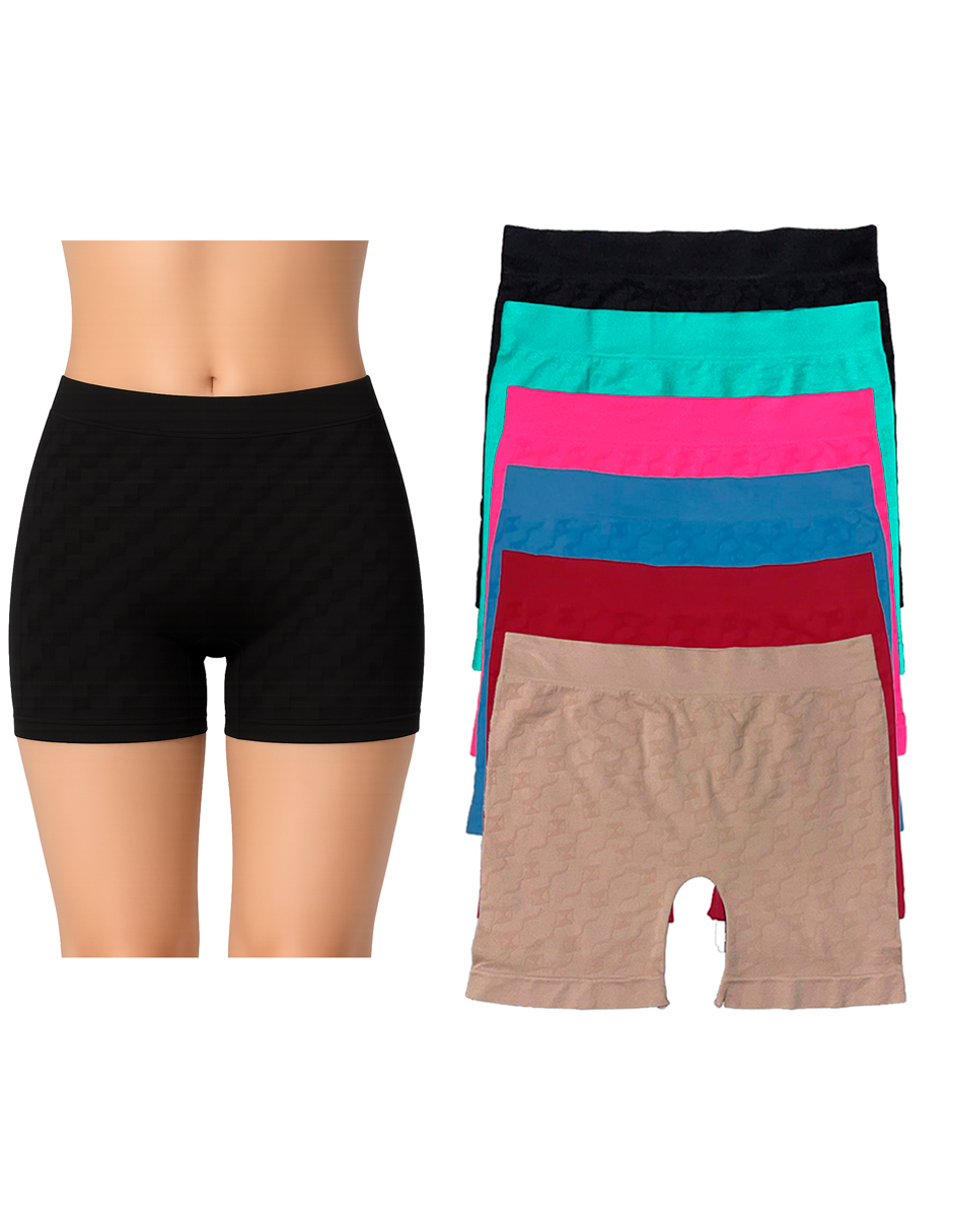 Paquete con 6 Boxer Largo para Mujer tipo Blumer Tatys Fashion Pack Incluye 6 Diferentes Colores.