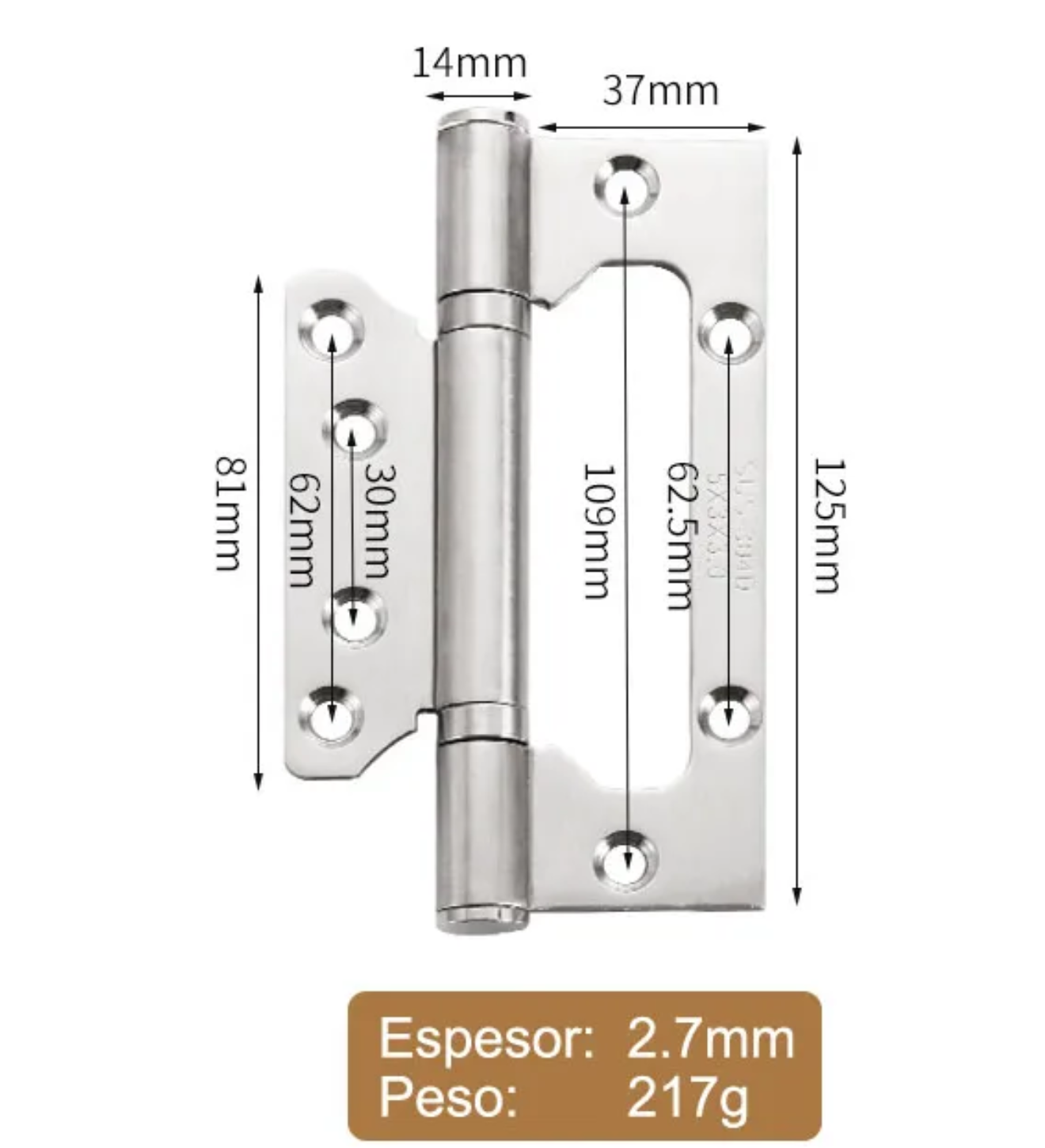Bisagras Para Puertas 5x3x3 De 304 Acero Inoxidable 3+1 negro