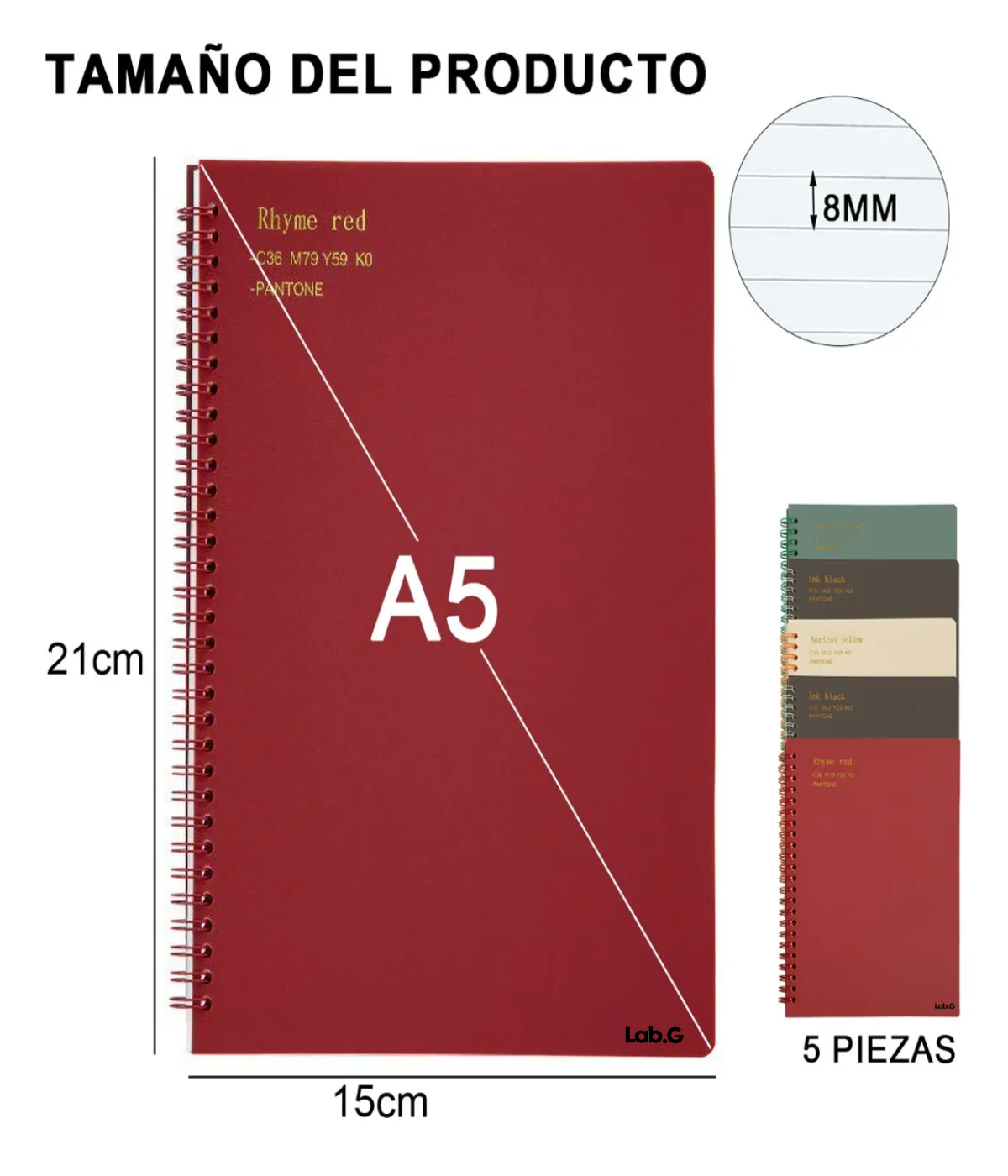 Cuaderno A5 De Boceto Y Dibujo, 400 Hojas/800 Páginas, 5 Uni colores