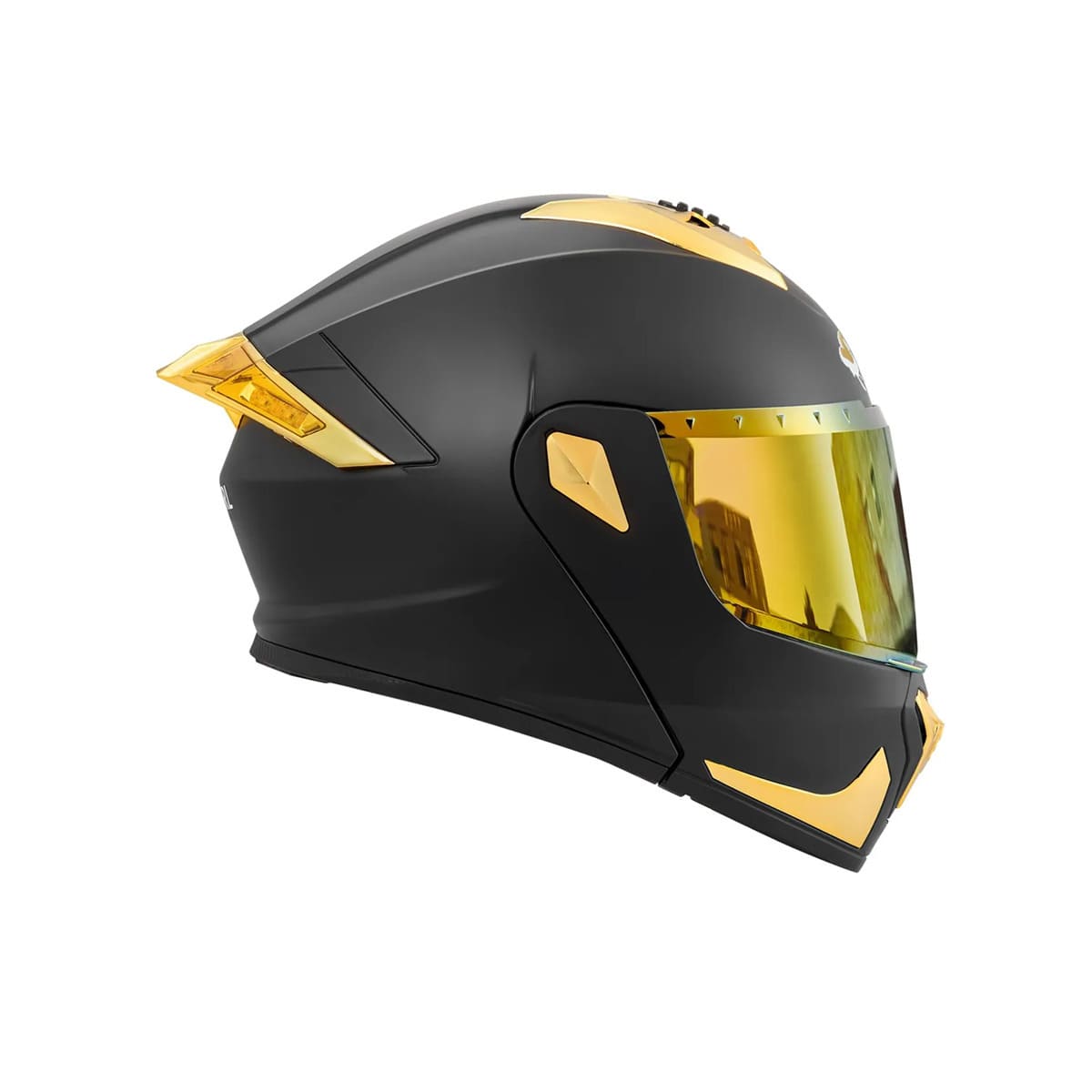 Casco Sleek De Moto Abatible En Oro Mate Con Luz Negro AMARILLO TALLA XL