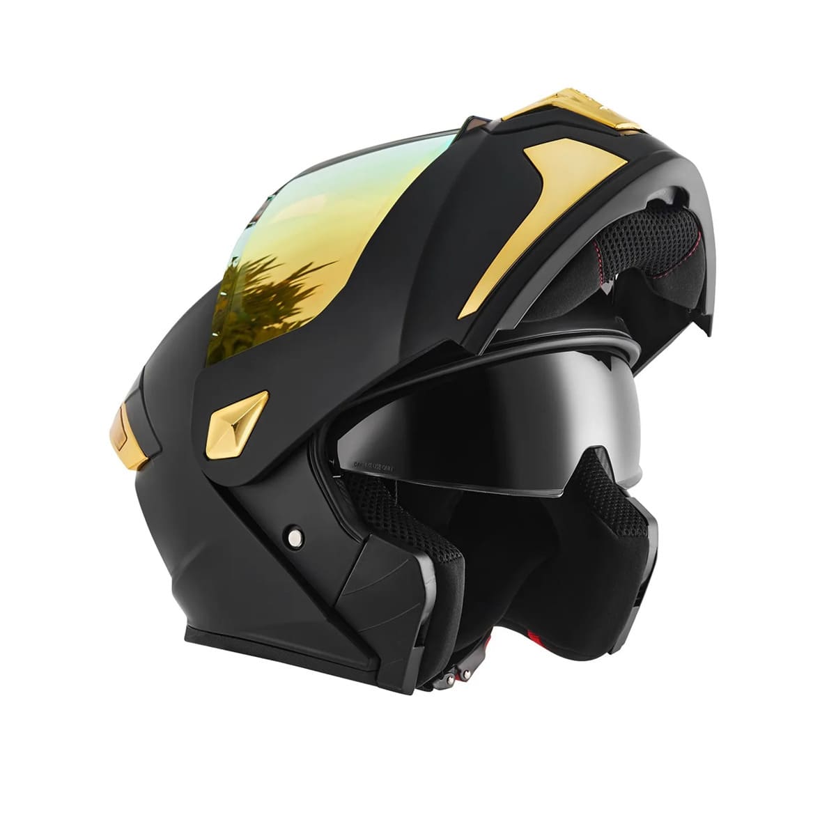 Casco Sleek De Moto Abatible En Oro Mate Con Luz Negro AMARILLO TALLA XL