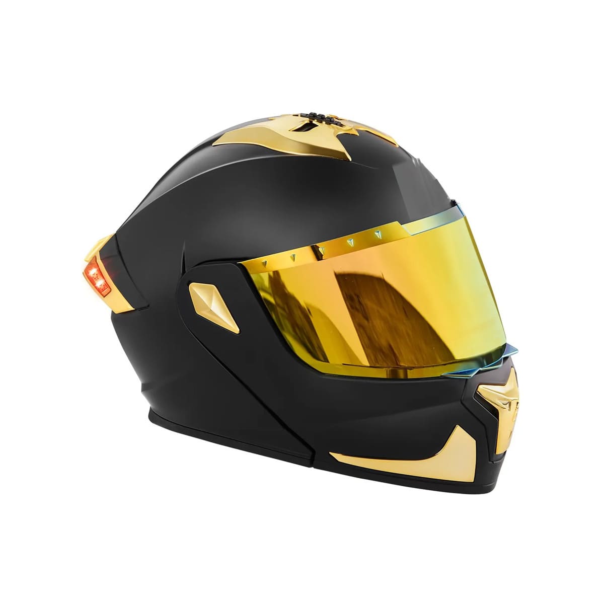 Casco Sleek De Moto Abatible En Oro Mate Con Luz Negro AMARILLO TALLA XL