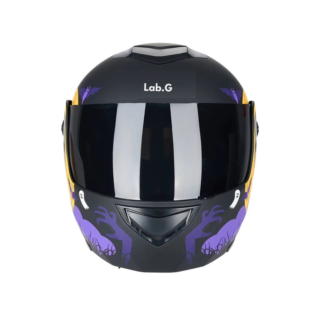 Casco Sleek Para Moto Abatible Certificado talla L (59-60 cm) VIOLETA NEGRO Halloween