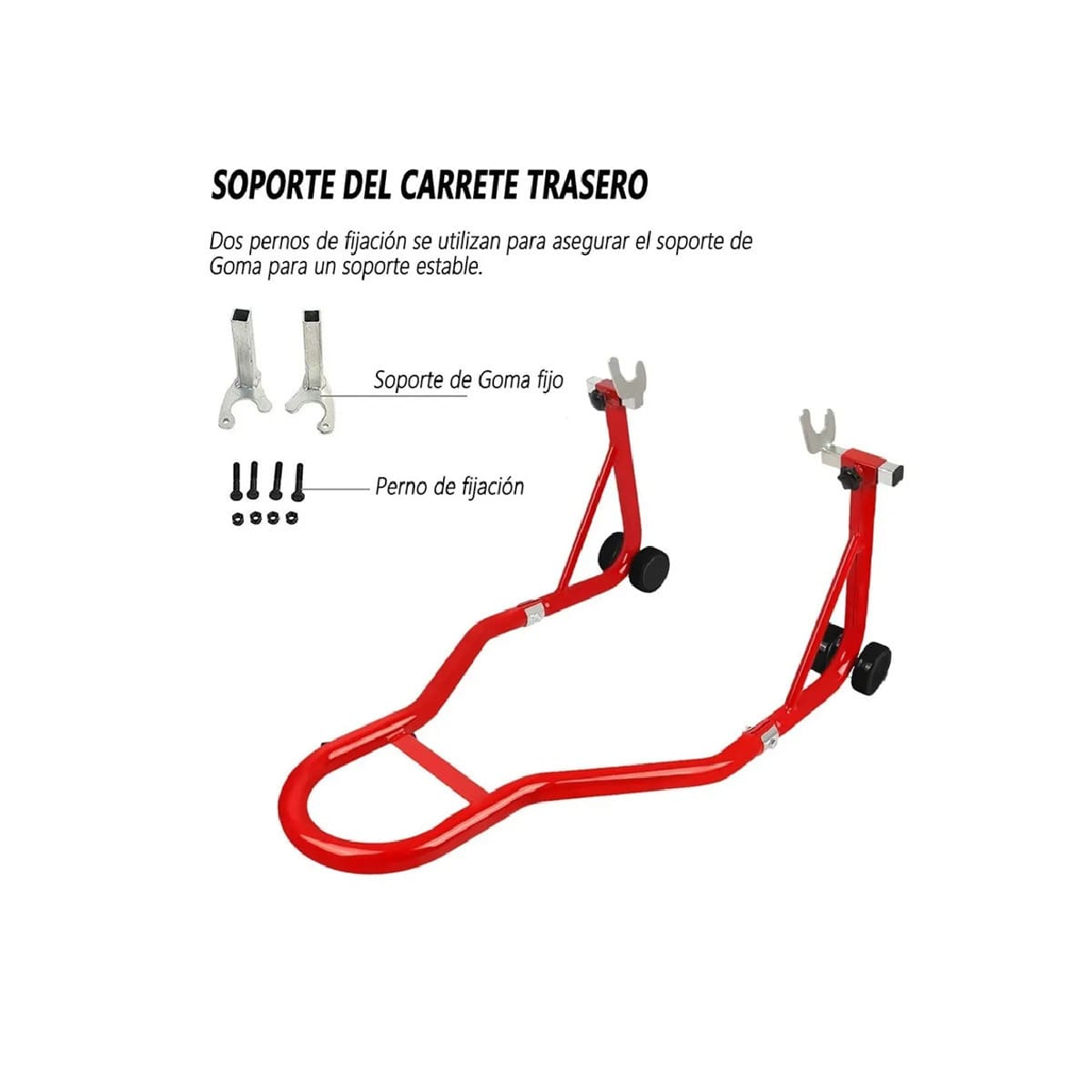 Parador Trasero Reforzado Universal, Soporta 450 Kg, Rojo