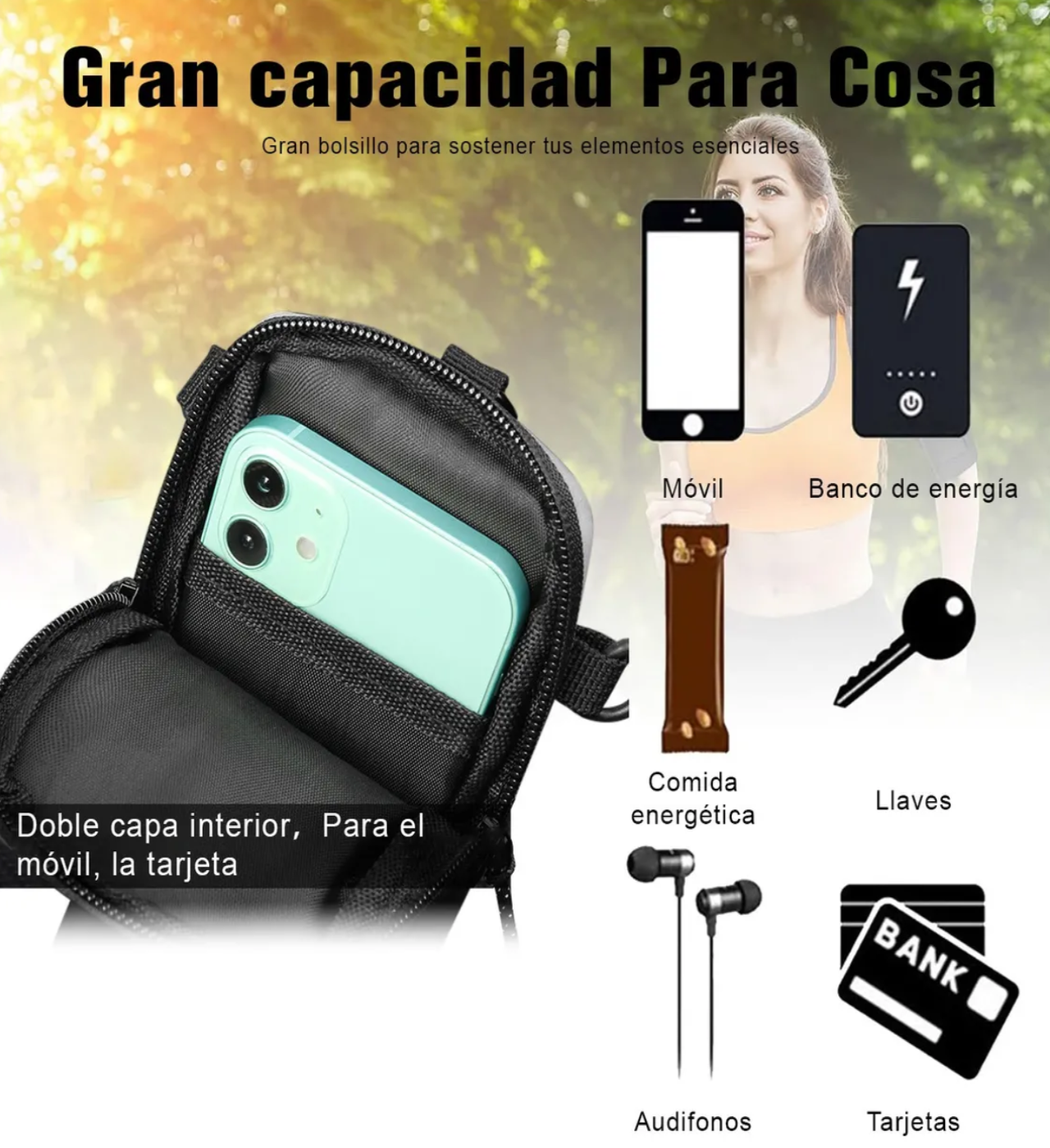 Bolsa Brazo Deportiva De Celular Correr Para Teléfono Móvil Azul Marino