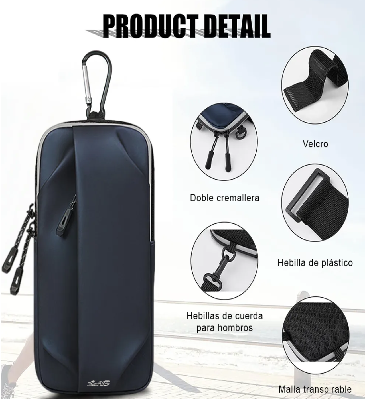 Bolsa Brazo Deportiva De Celular Correr Para Teléfono Móvil Azul Marino