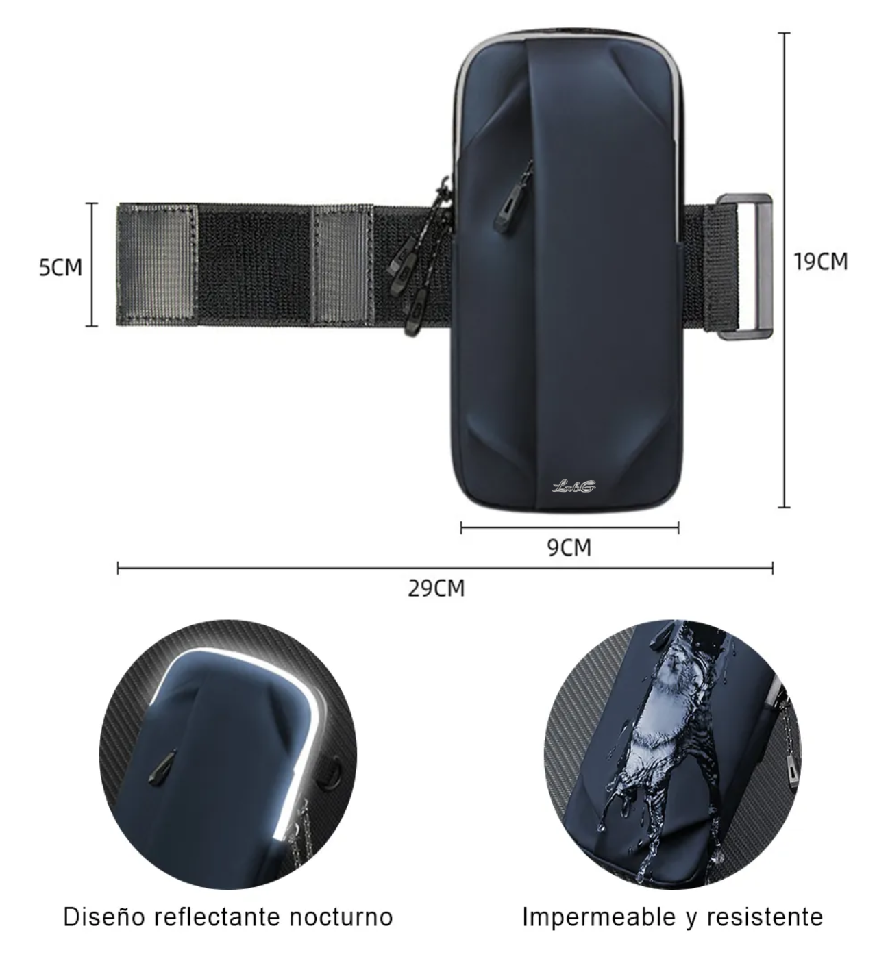 Bolsa Brazo Deportiva De Celular Correr Para Teléfono Móvil Azul Marino