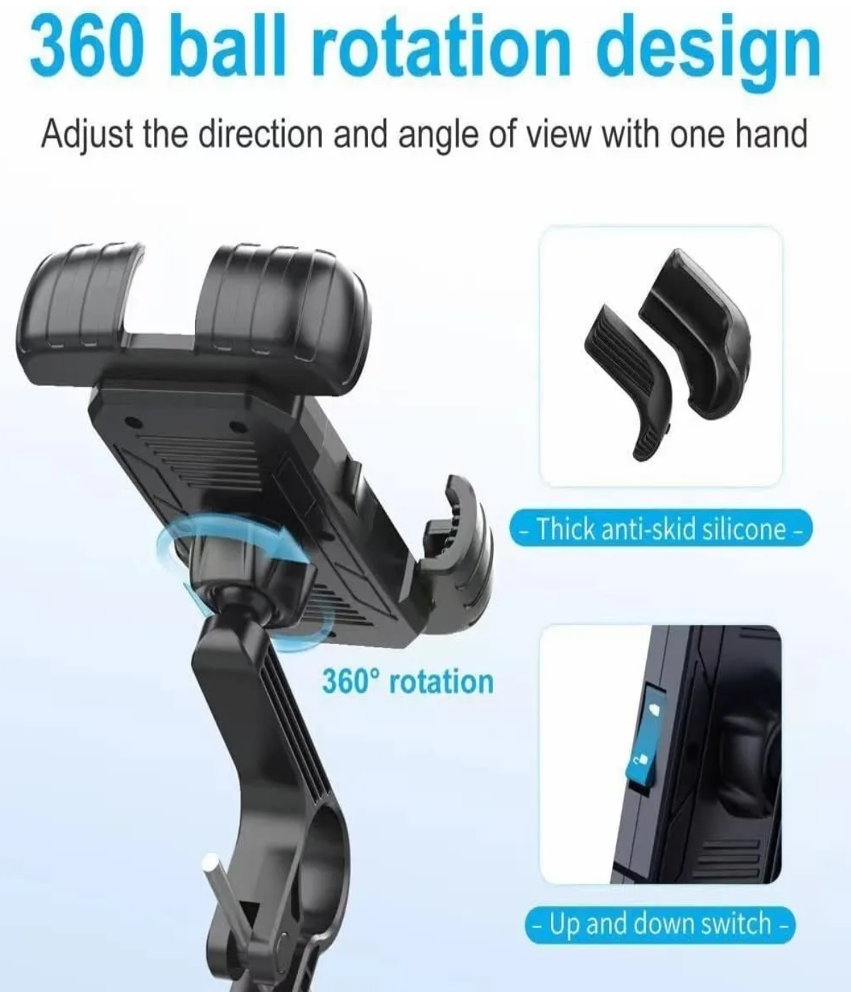 Soporte Para Celular Moto/bicicleta, Base Porta Teléfono360° Negro