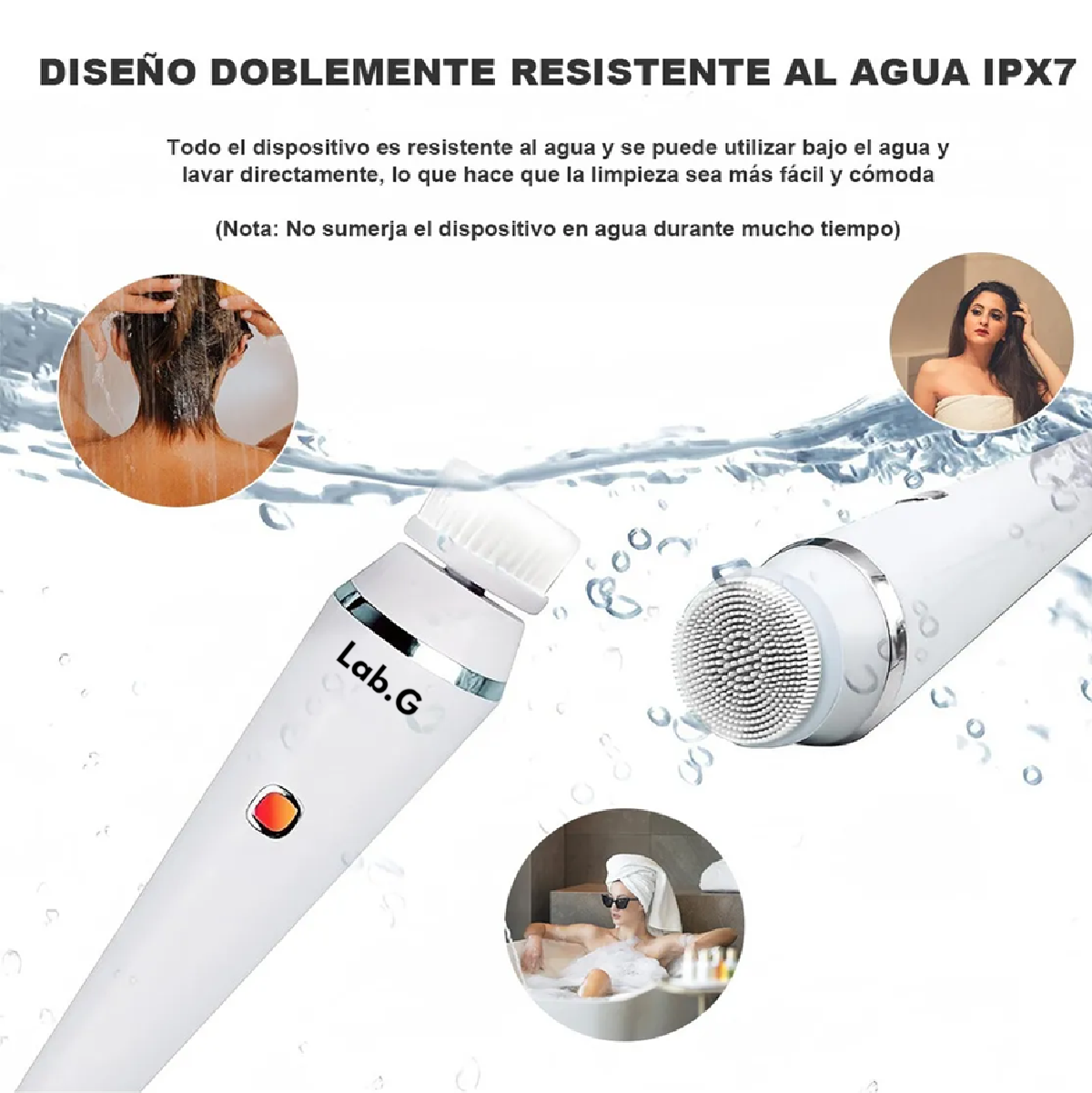 Cepillo Facial Eléctrico Recargable Limpiadora Masajeador Blanco