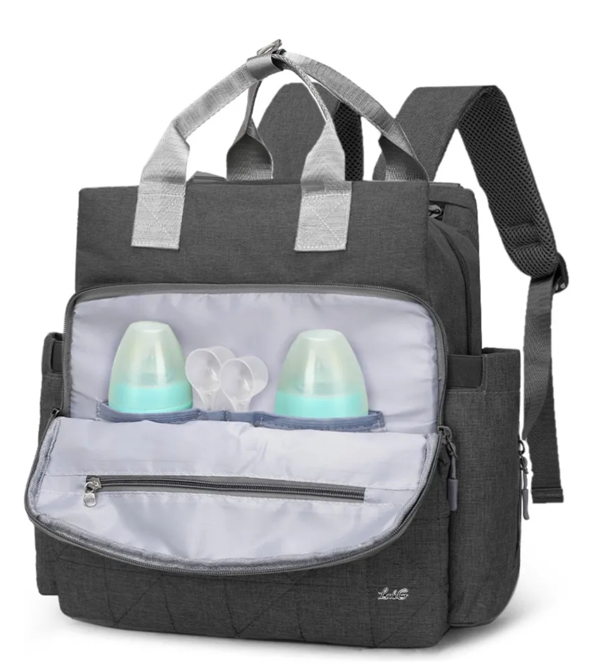 Mochila Pañalera De Bebé Impermeable gris