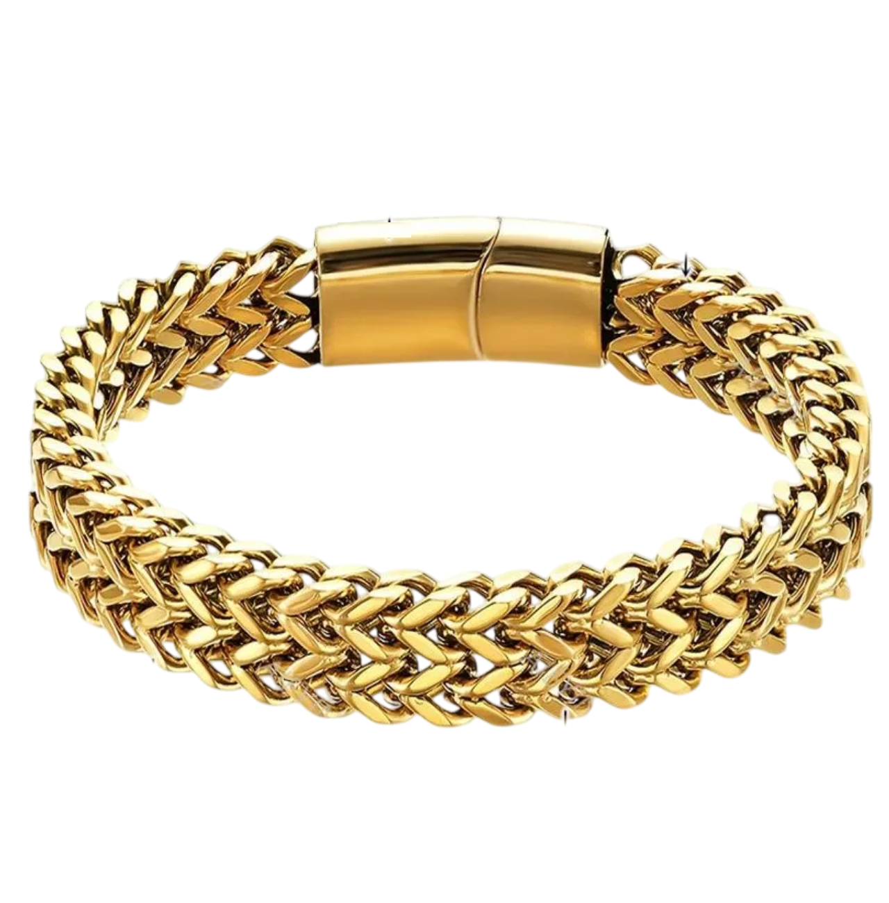 Esclava Oro Dos 21 cm Filas De Acero Magnética Hebilla Para Hombre