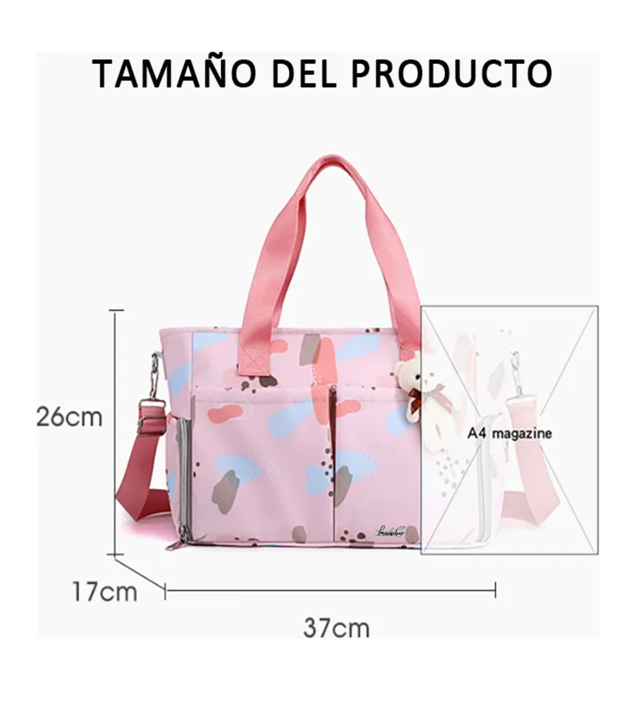 Bolsa Pañalera Moderna Para Bebe Impermeable Viaje Mochila ROSA DISEÑOS COLORES